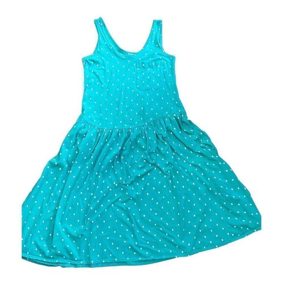 Victoria’s Secret Vintage Turquoise White Polka Dot Fit & Flare dress gold label - Picture 1 of 9